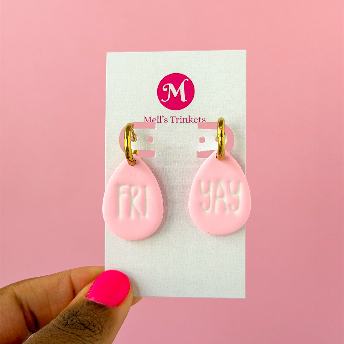 Pre-order FRIYAY Huggie Hoops - Light Pink