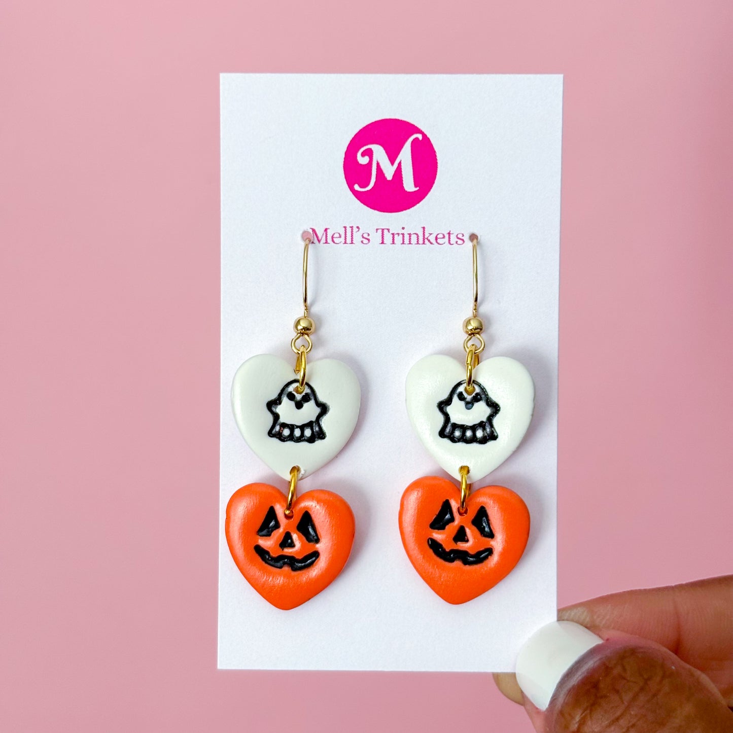 Spooky Heart Dangles - Orange