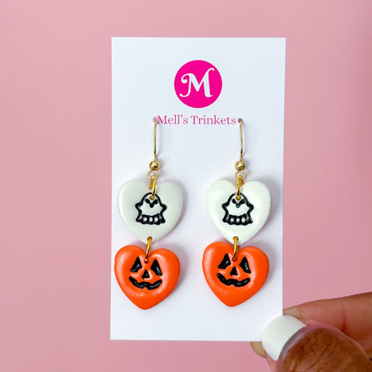 Spooky Heart Dangles - Orange