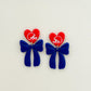 Helmet Heart Bow Dangles - Choose Team