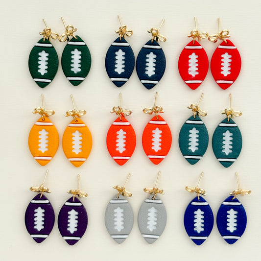 Football Dangles Gold Bow - Choose Team Color