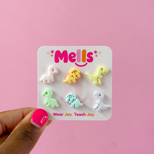 Dino Mismatch Stud Earrings - 6 Pack