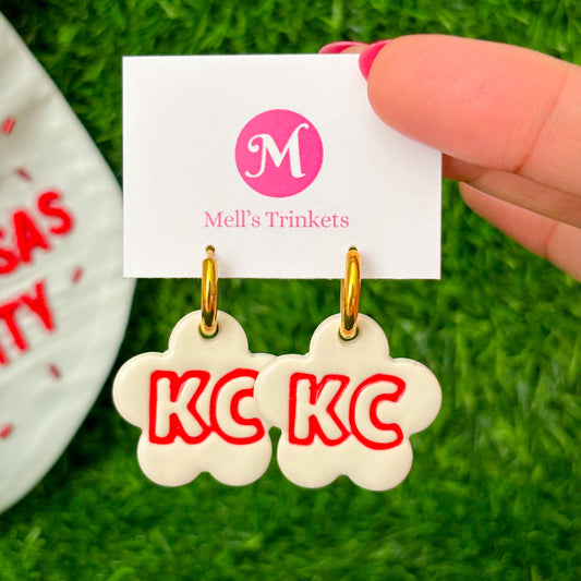 KC Spirit Hoops - Vintage White