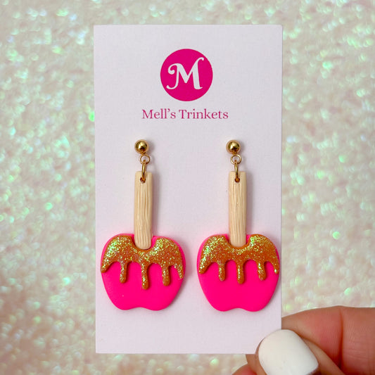Caramel Apple Dangles - Hot Pink