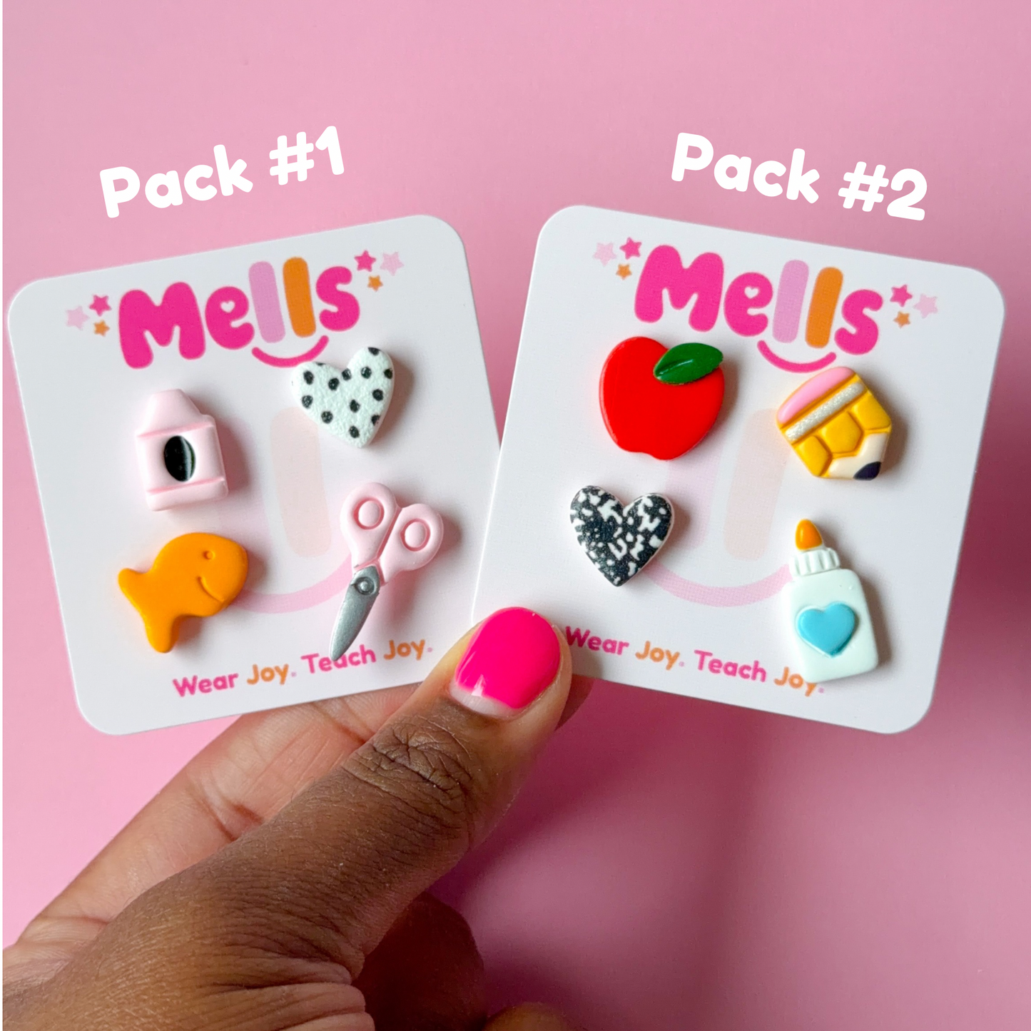 Back to School Mismatch Stud Earrings Set of 4 - Choose Pack