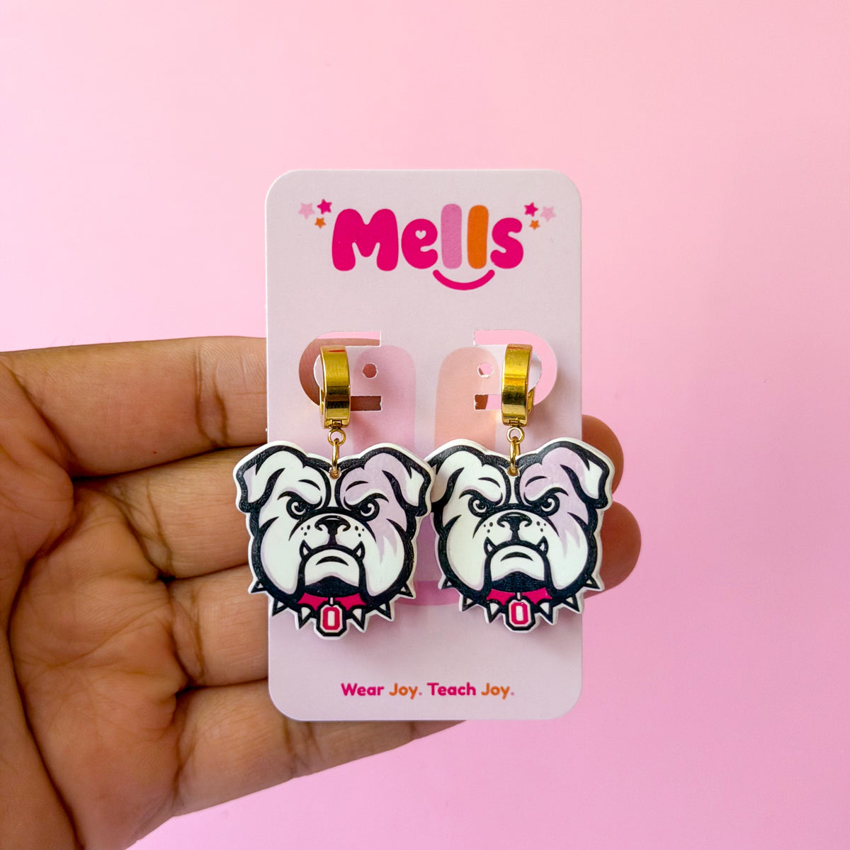 Bulldog Wide Huggie Hoop Dangles - Morris Avenue Intermediate