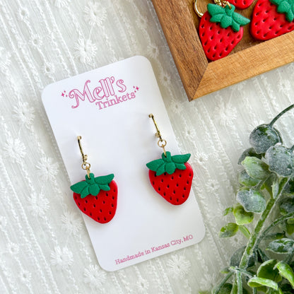 Strawberry Huggie Earrings - Choose Color