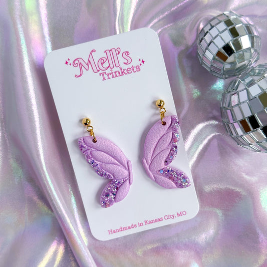 Speak Now Butterfly Dangle Earrings -  Purple